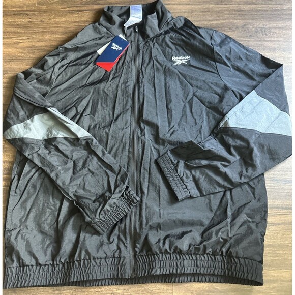 Reebok Men's Light Weight  RI Woven Track Jacket Full Zip Black XL - Picture 2 of 4